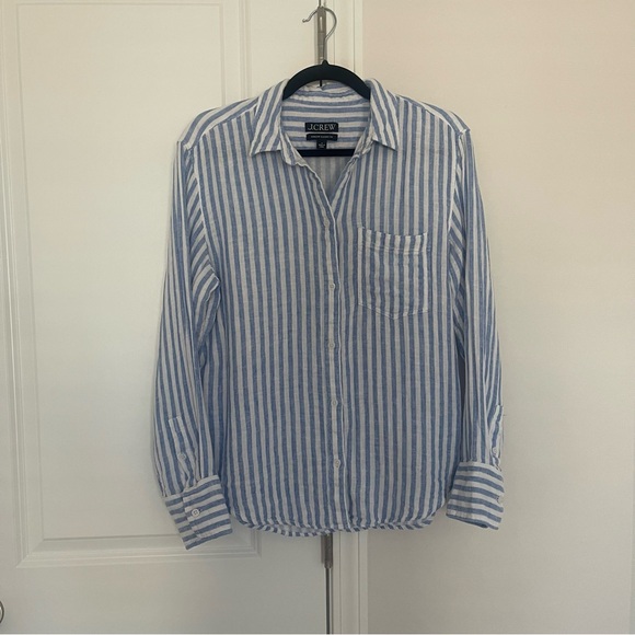 J.Crew Garçon Classic Shirt in Striped Cotton-Linen Blend Gauze - Picture 3 of 8